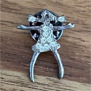 American Girl Ice Skating Pin Vintage Rhinestone Pin